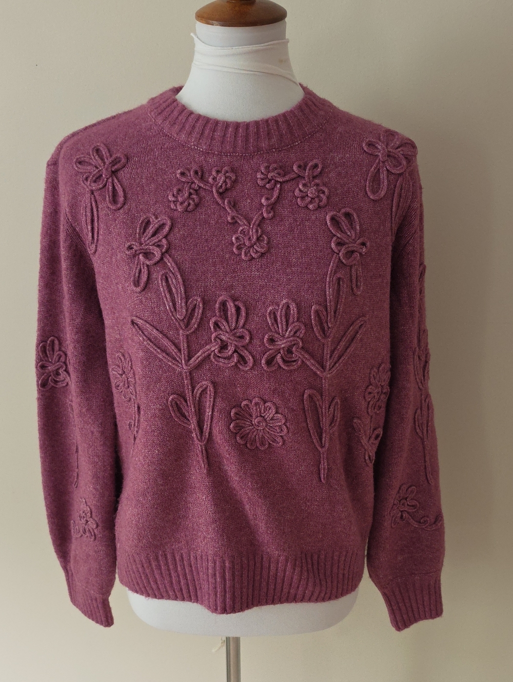 Philosophy Republic Embroidered Floral Sweater - Purple Brand New